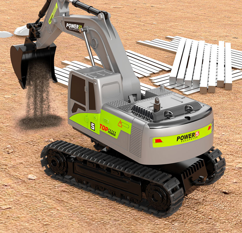 Alloy engineering vehicle, electric remote control excavator, 11-way excavator, truck, reciprocating bulldozer, inertial toy pic 7