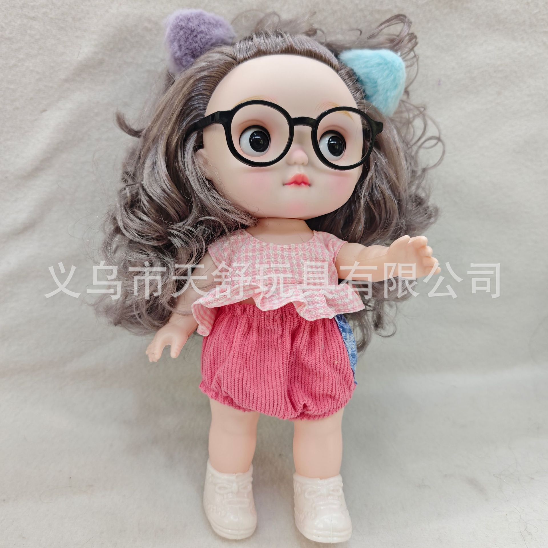 【工厂直销】28cm萌娃大眼换装奶萌娃娃塑胶关节可动可爱眼镜娃娃女孩生日礼物详情5