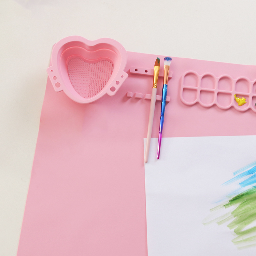 跨境食品级硅胶绘画垫 儿童美术用品 可擦水洗调色画板 多功能涂鸦油画垫 创意绘画工具详情2