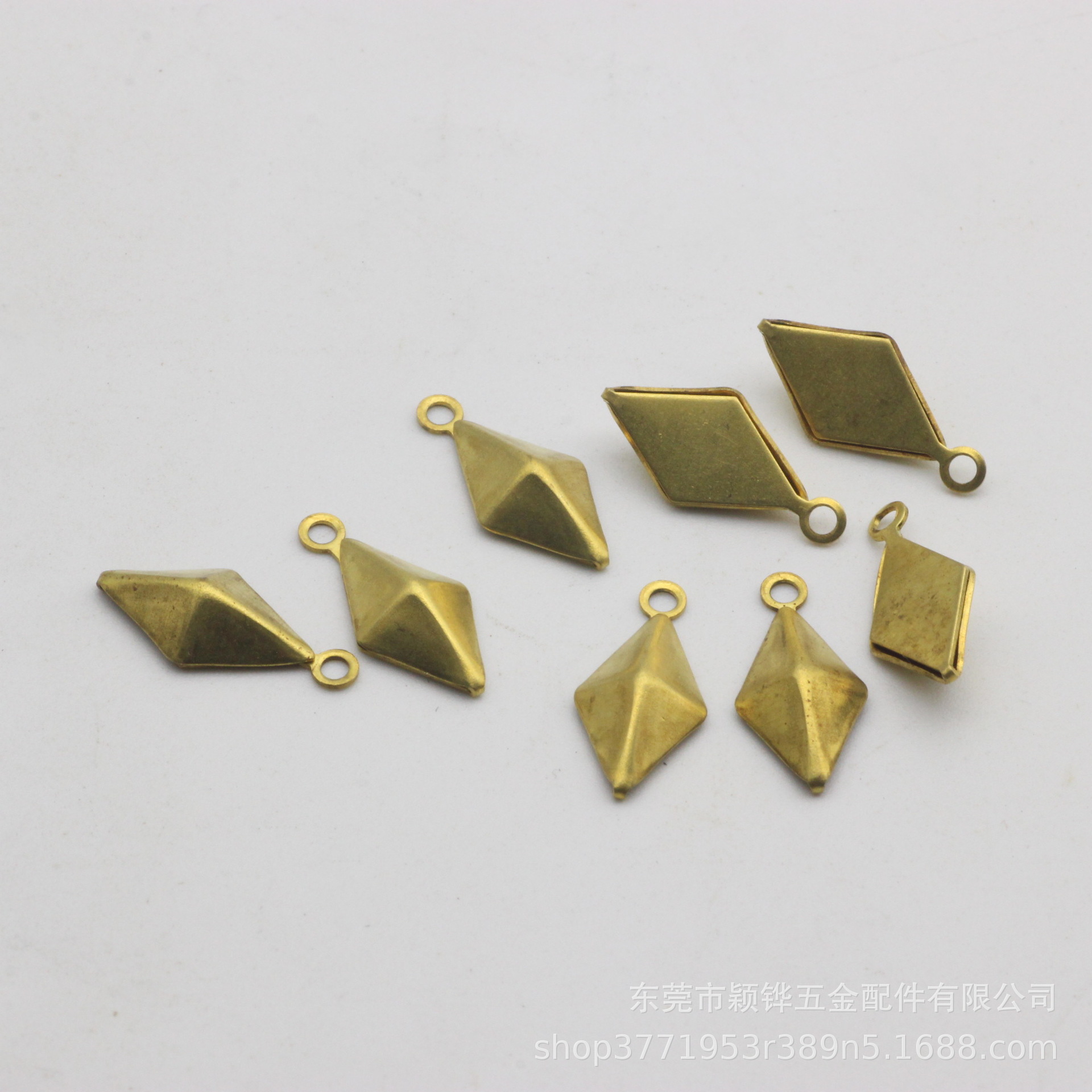 空心潮人耳饰黄铜菱形耳环耳钉配件diy手作材料菱形吊片挂件批发详情5