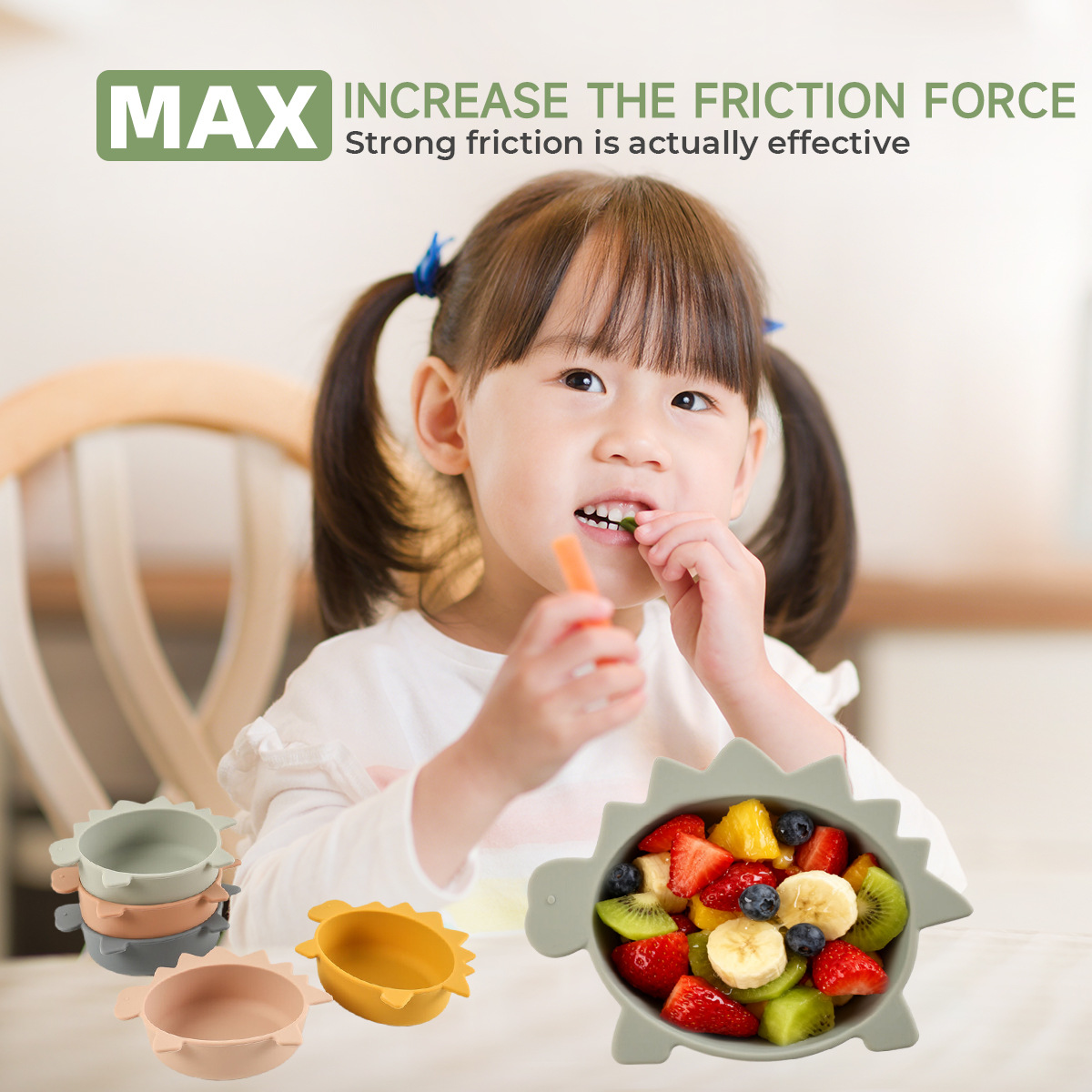 跨境热卖剑龙宝宝硅胶碗新国标幼儿学吃饭防洒防烫防摔硅胶辅食碗详情4