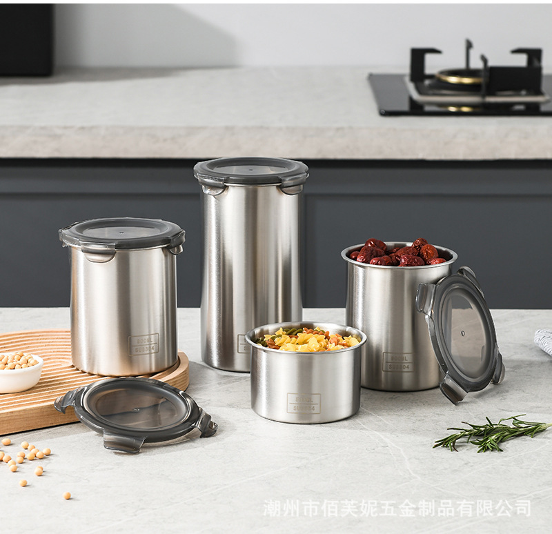 食品密封盒304不锈钢密封储物罐杂粮收纳盒香料咖啡储存罐保鲜碗详情16