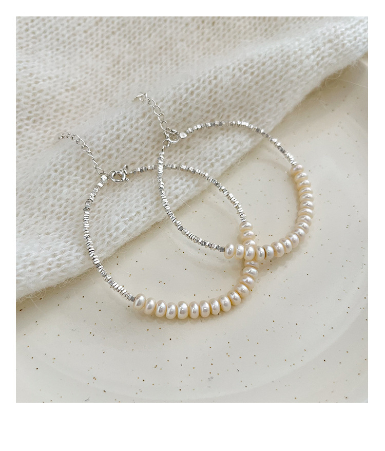 淡水珍珠手链碎银子纯银半银半珠手饰简约小众设计女银饰几何设计详情12
