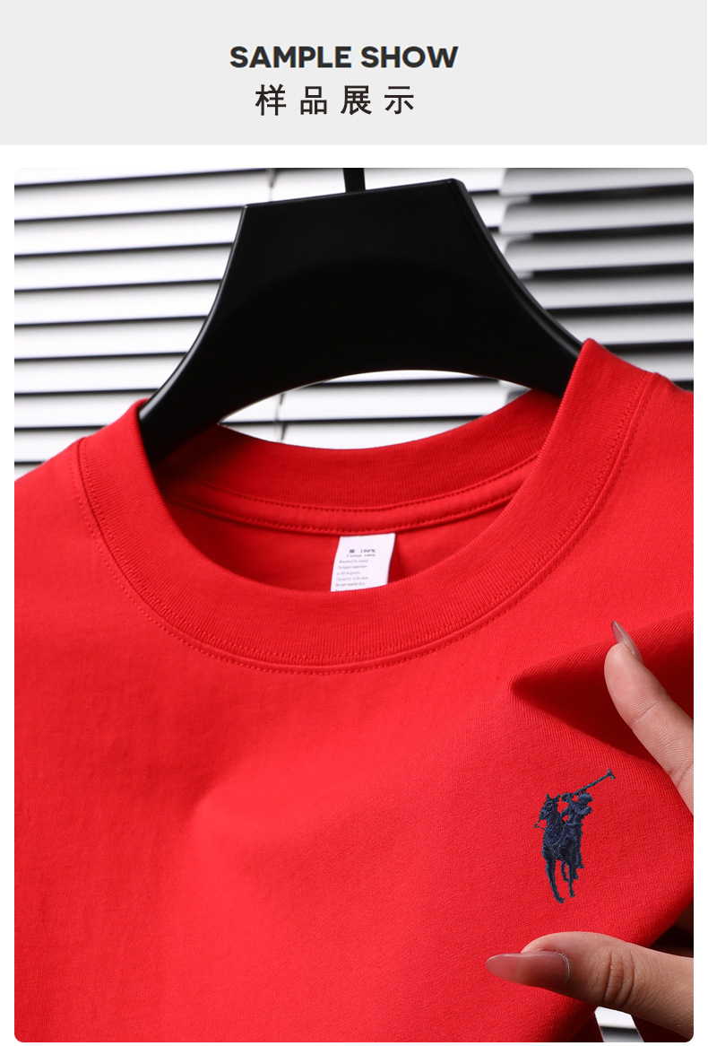 跨境纯棉绣花短袖男士t恤2025夏季新款休闲透气圆领半袖薄款体恤详情19