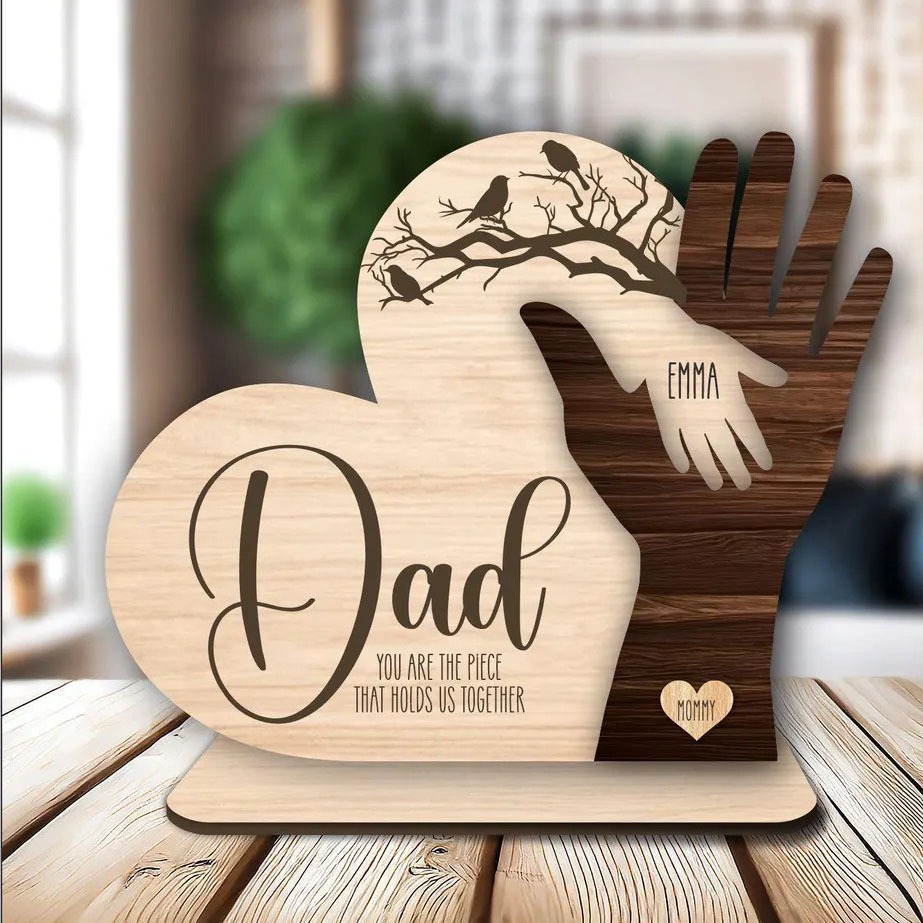 跨境新品母亲节父亲节手势木制家庭手势家居装饰摆件木质工艺品详情7