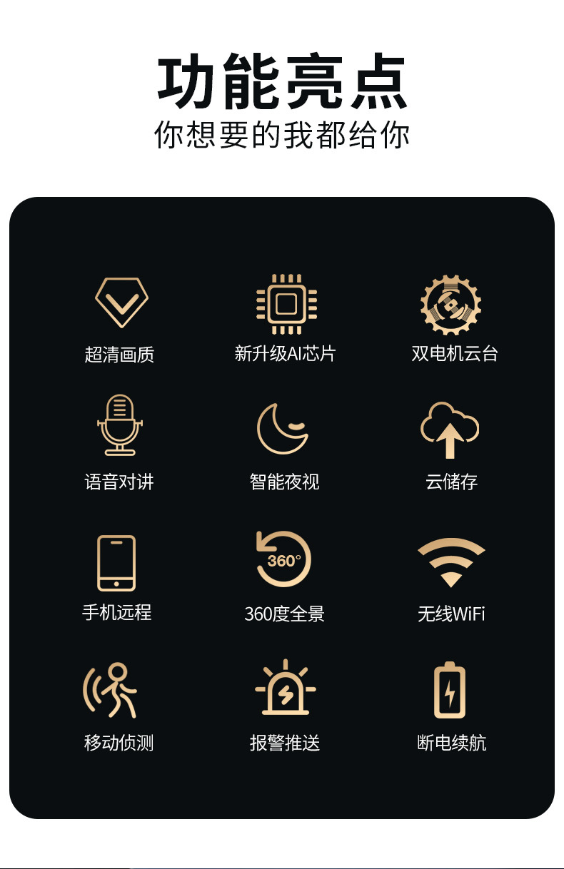 无线wifi家用摄像头远程360度对讲语音通话夜视批发高清室内监控详情2