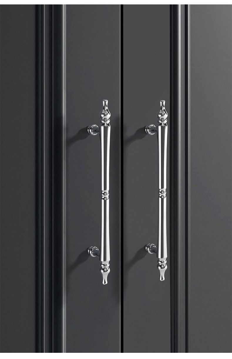 法式锌合金衣柜门拉手现代简约镀铬亮光银色抽屉单孔橱柜实心把手详情9