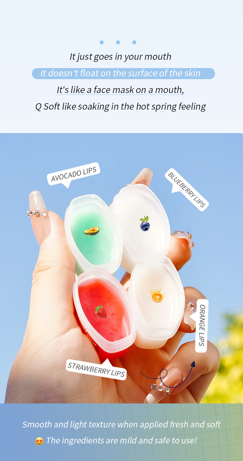 【 Cross-border Exclusive 】ADMD Lip Mask 4-piece Set Box Moisturizing, Hydrating and Exfoliating Fruit-flavored Lip Mask wholesale pic 8