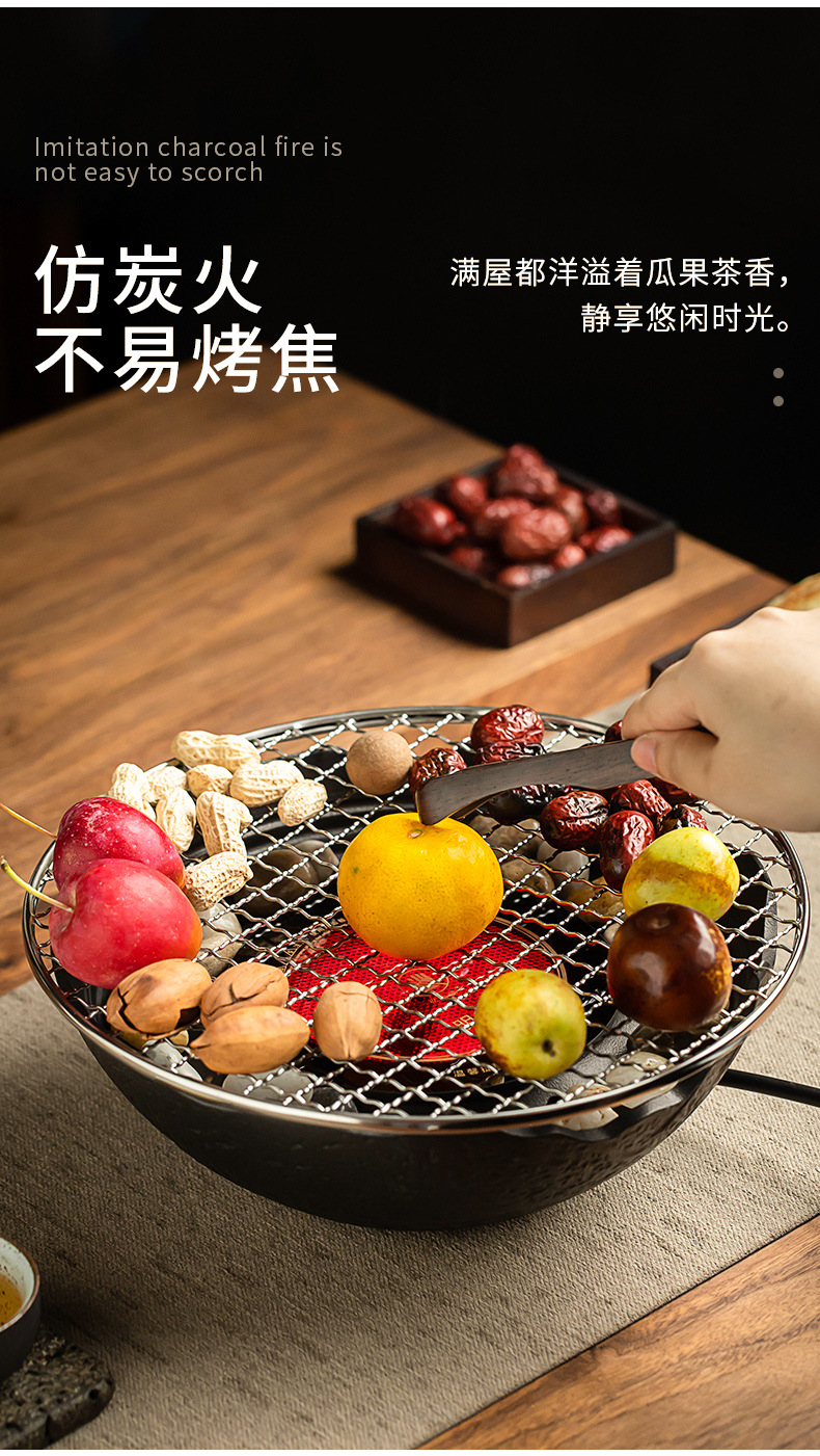 A complete set of electric ceramic stove for indoor household tea brewing, a set of flower tea sets, a glass teapot with hair pic 7