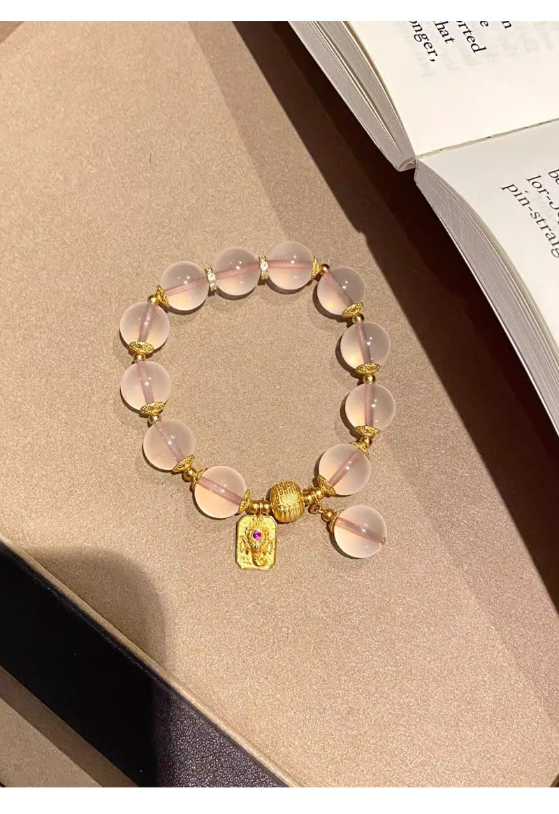 吉象粉水晶手串女手链轻奢小众设计款招财串珠气质网红闺蜜手饰品详情5