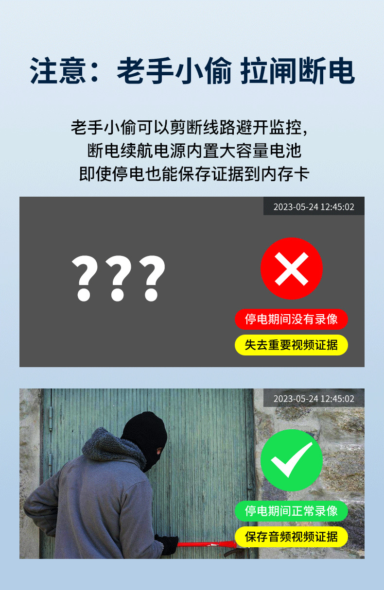 Outdoor dual-lens dual-screen 3-megapixel high-definition monitoring, two-way voice intercom, panoramic full-color WIFI camera pic 14