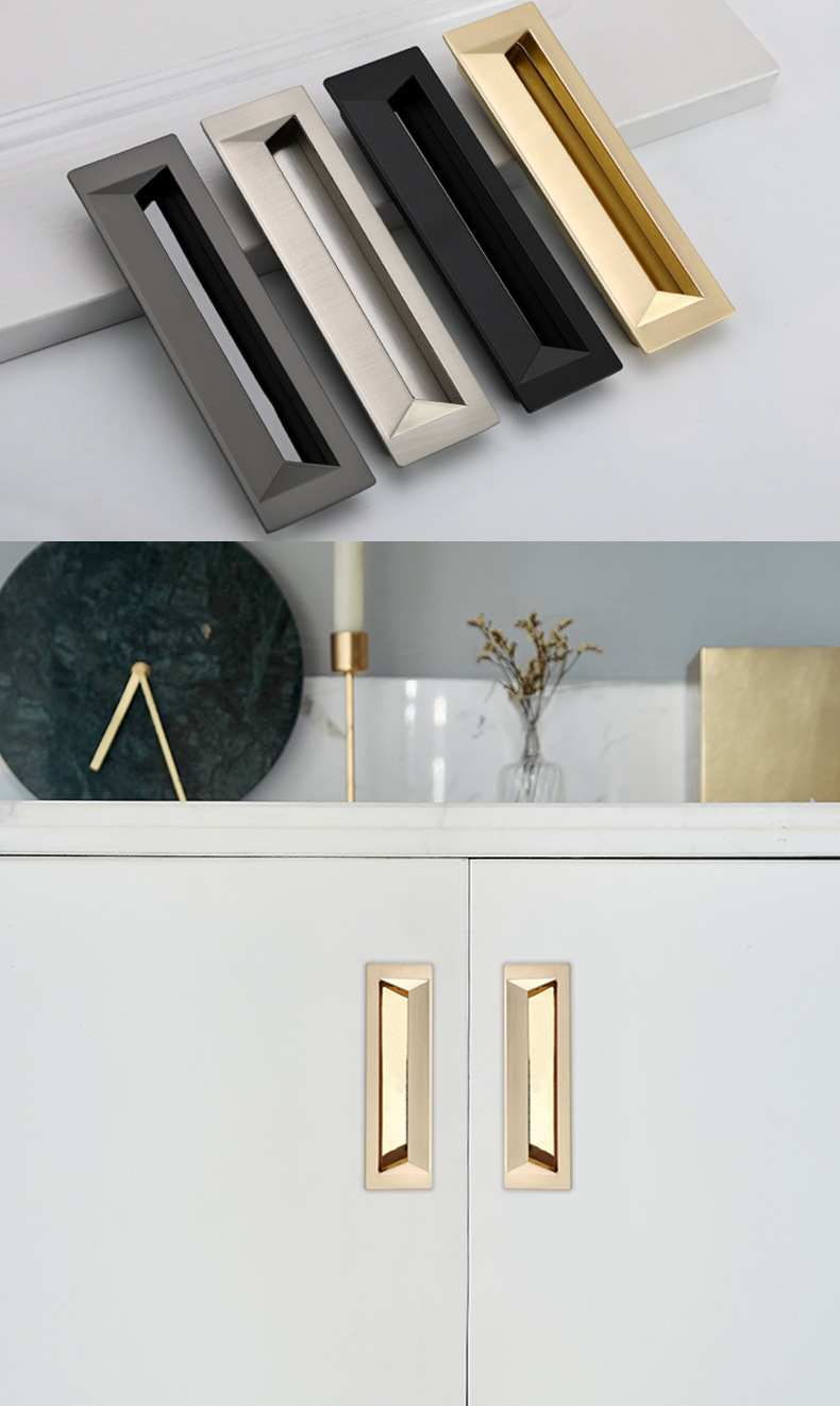 黑色隐形拉手嵌入式暗装柜门衣柜抽屉金色现代简约谷仓移门把手详情16