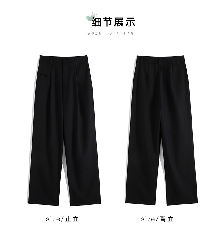 2025新款黑色西装裤女高腰直筒宽松设计感拖地垂坠感阔腿裤西裤详情28