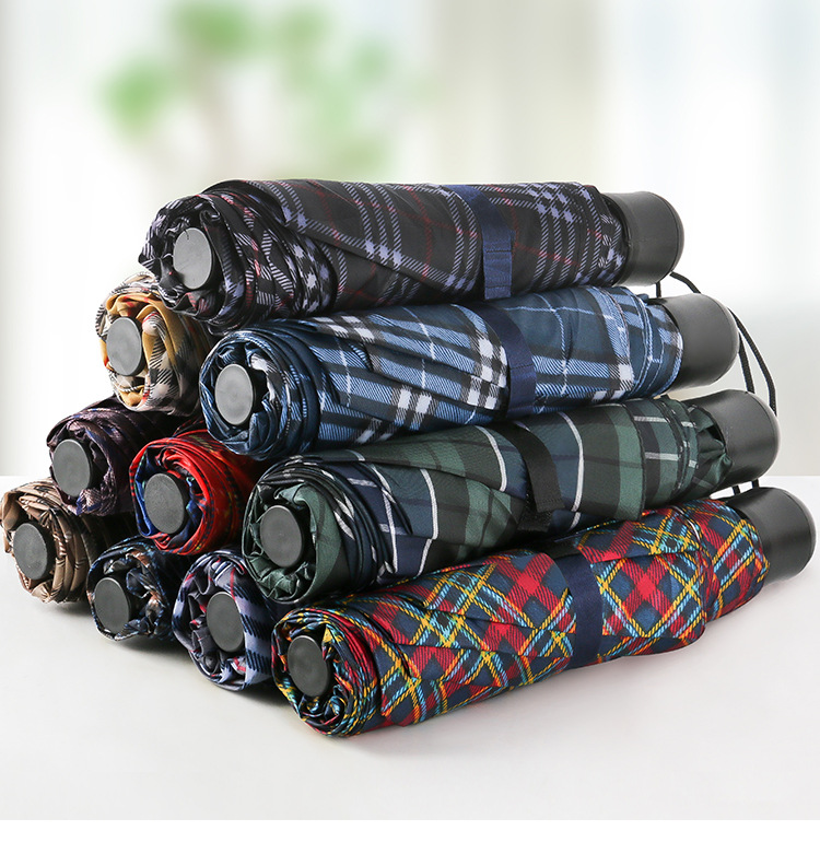 Three-fold checkered umbrellas, couple umbrellas, portable mini folding umbrellas, manufacturer wholesale, advertising umbrellas pic 1
