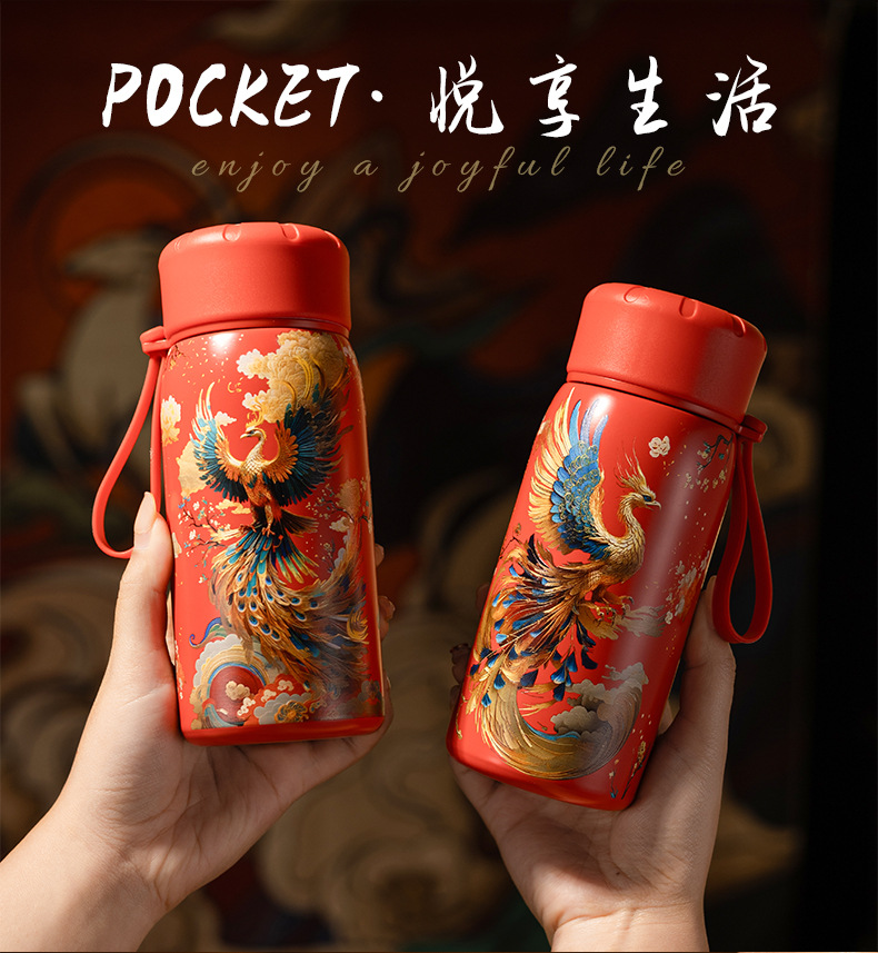 凤凰水杯不锈钢国潮智能保温杯真空温显杯商务办公礼品杯批发详情3