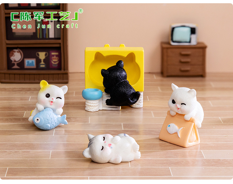 Micro-landscape creative, cute little cat doll, gardening kid house, DIY decorative accessories, desktop small ornaments pic 41