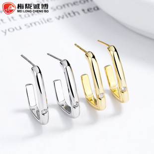 925纯银竹节耳环女韩国简约个性仙圈圈耳扣ins高级感冷淡风耳圈饰详情9