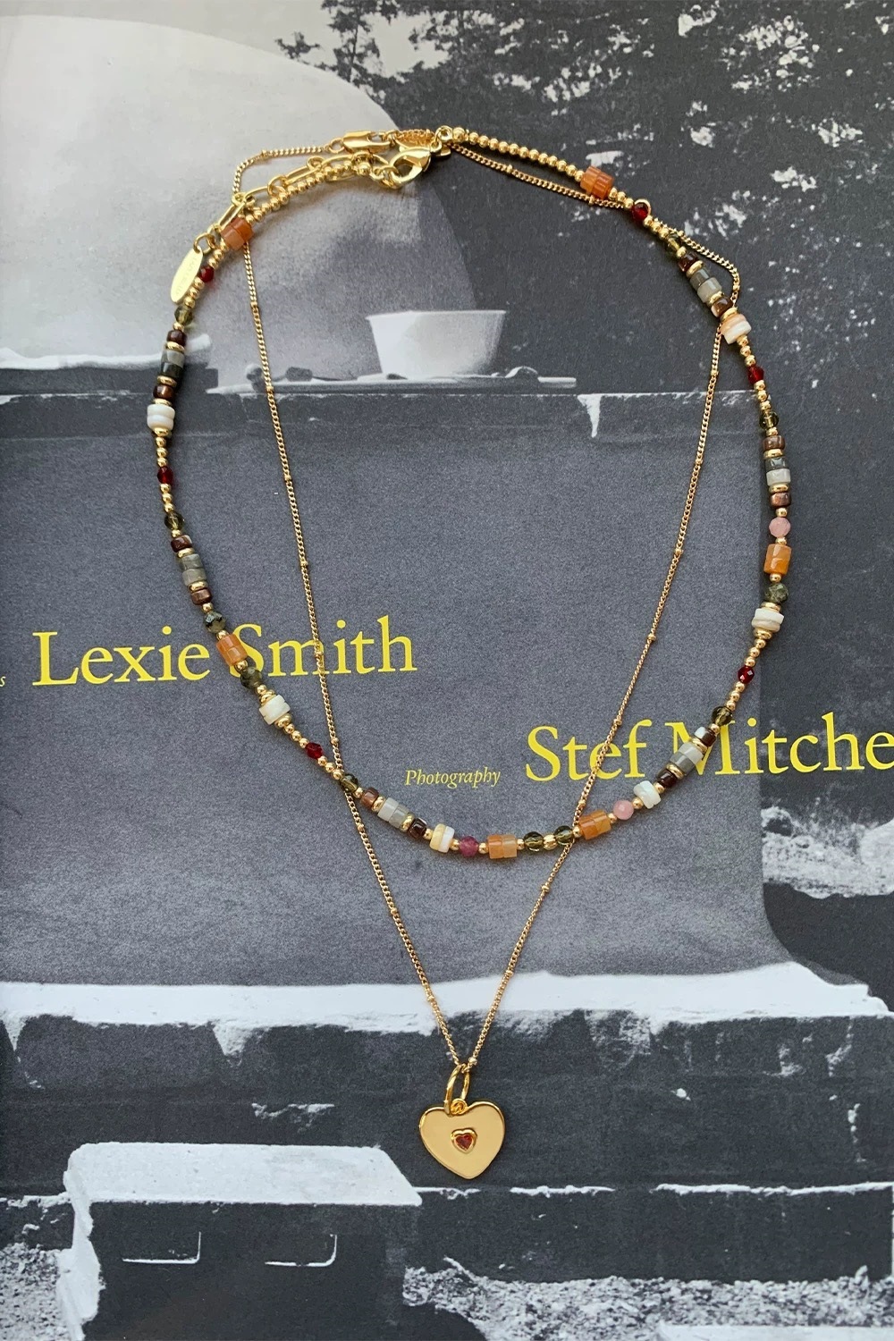 吴昕同款双层爱心天然石项链小众度假风独特简约叠戴高级感颈链女详情6