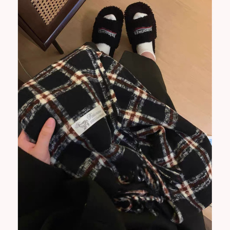 格子围巾大集合~韩系复古流苏ins女秋冬季学生百搭保暖氛围感围脖详情3