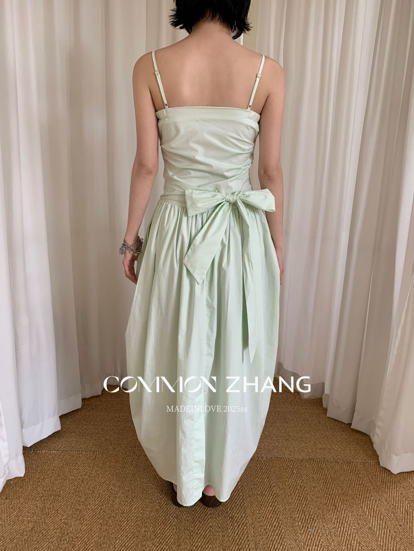 CZ ZHANG Summer Multi-color mint Mamba style lace-up waist-cinching and slimming halter flower bud dress for women B26925 pic 39