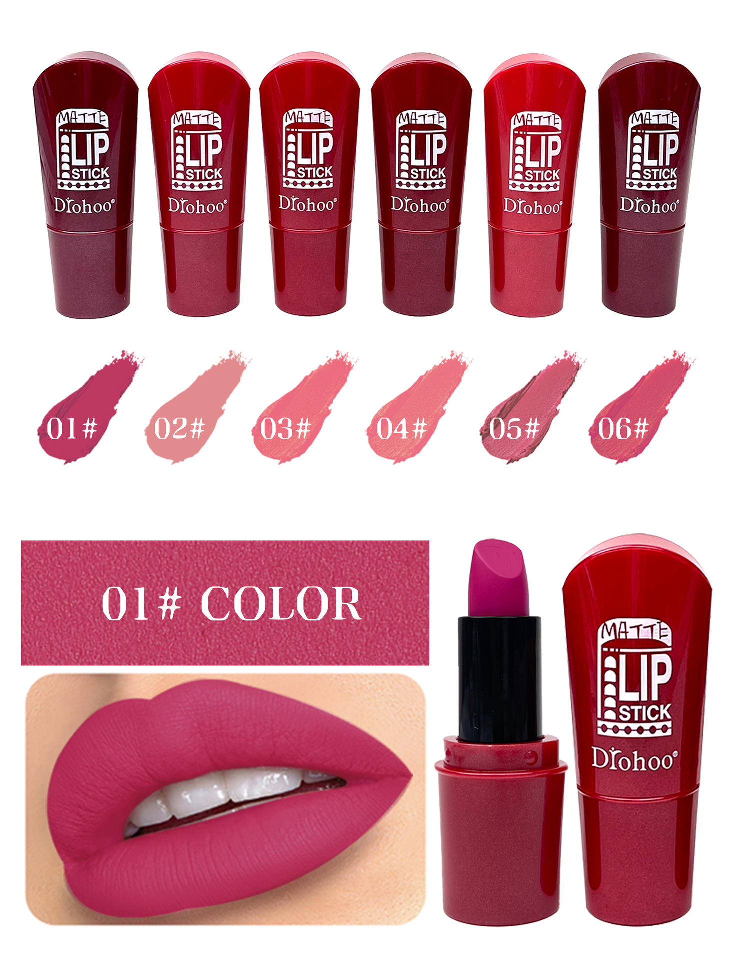 DROHOO跨境哑光雾面滋润长效持久口红外贸彩妆工厂代加工详情5