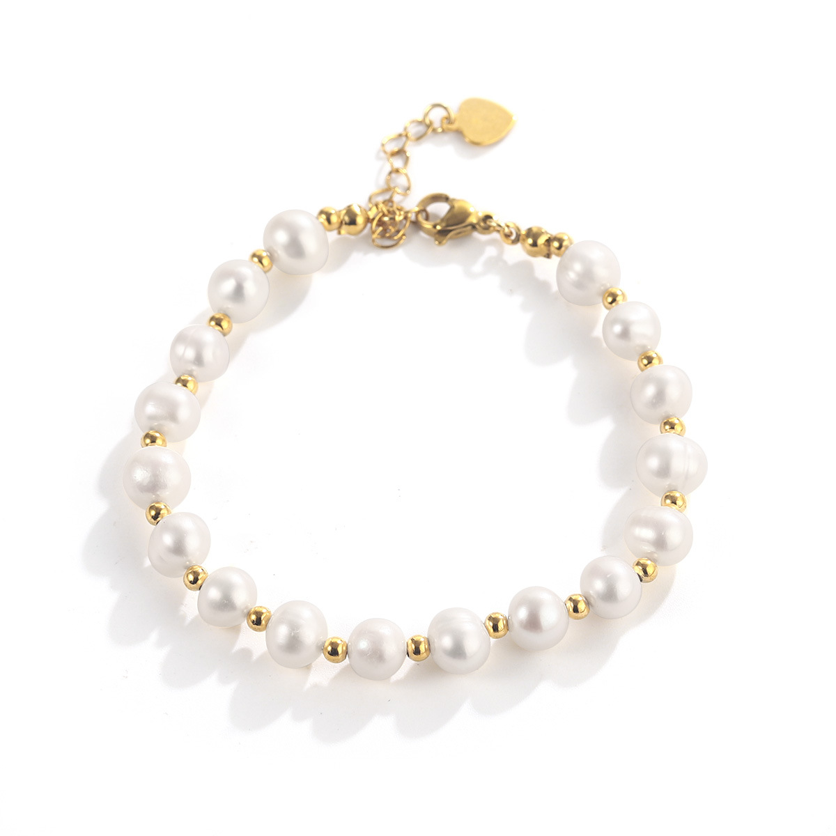 复古时尚天然珍珠手链 ins闺蜜同款串珠简约轻奢小众爱心吊坠手串详情23