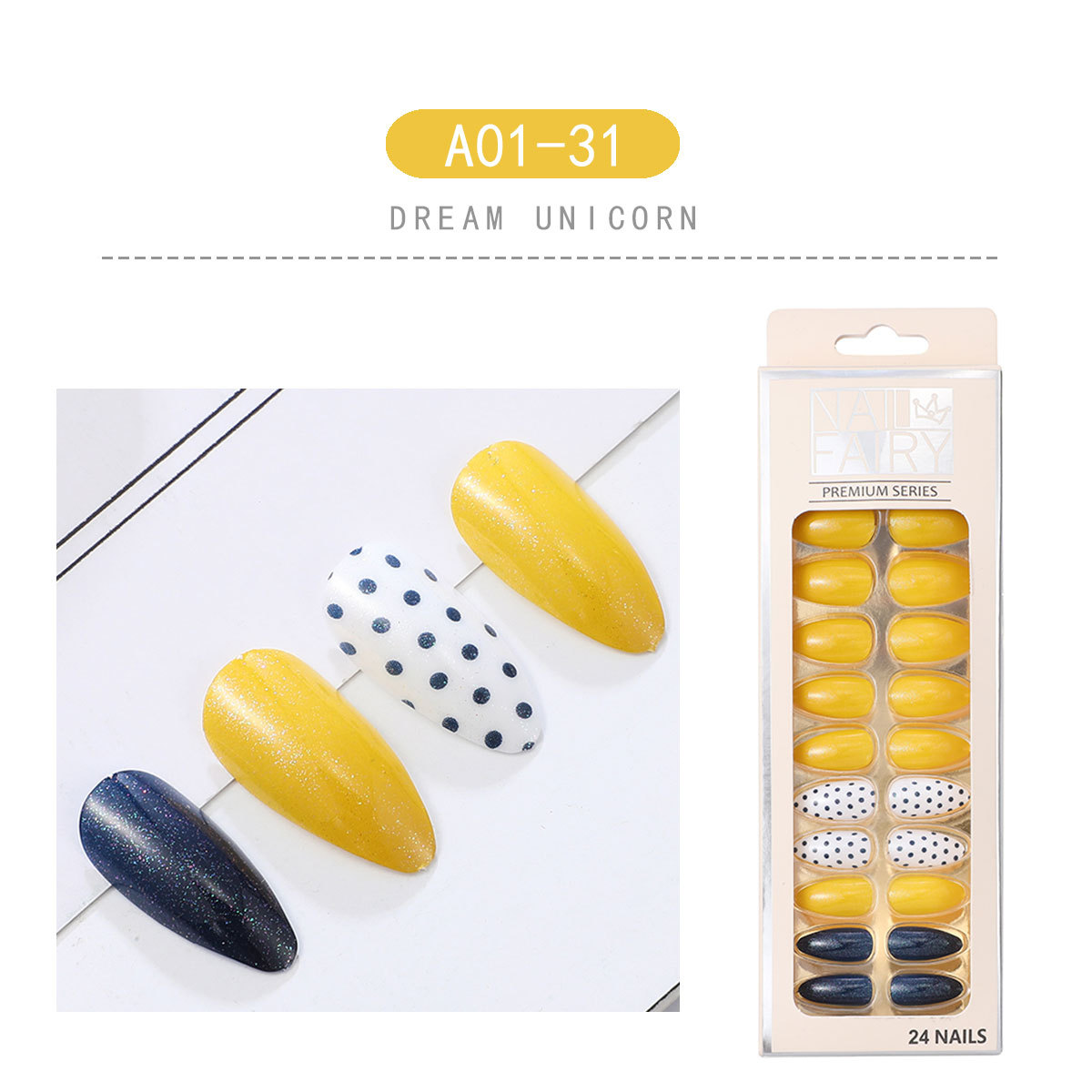 Cross-border fresh water drop nail nail patch finished nail patch detachable pointed nail wearable nail patch false nail pic 10