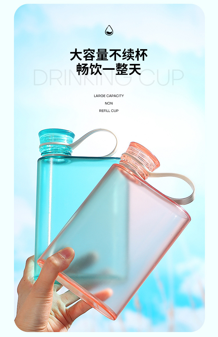 a5扁平水杯男士夏天水瓶学生个性创意运动水壶方形简约便携健身杯详情6