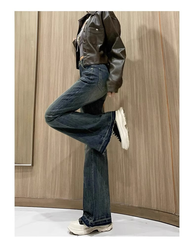 春装女2025年新款微喇牛仔裤女小个子宽松美式不贴腿喇叭裤子春秋详情8