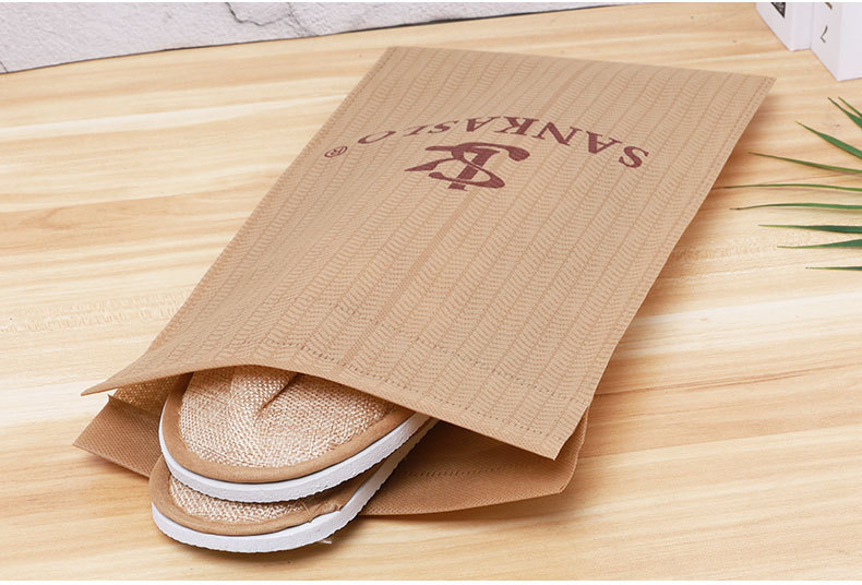 Factory direct sales of non-woven fabric bags, flat-mouth packaging bags, thick dust-proof bags for shoes, storage shoe covers, white printed logo pic 14