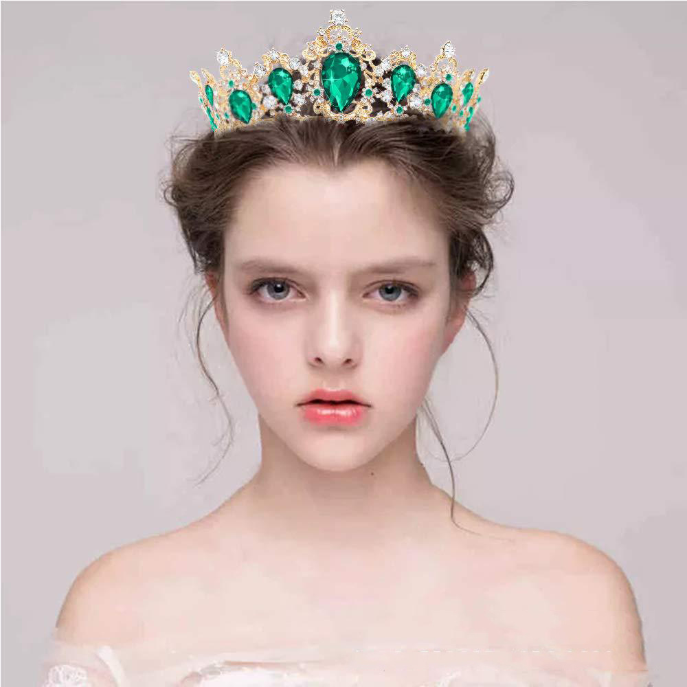 Tocados transfronterizos al por mayor europa y Estados Unidos diamantes de color cristal popular lujo noble adorno de pelo corona novia boda corona grande pic 4