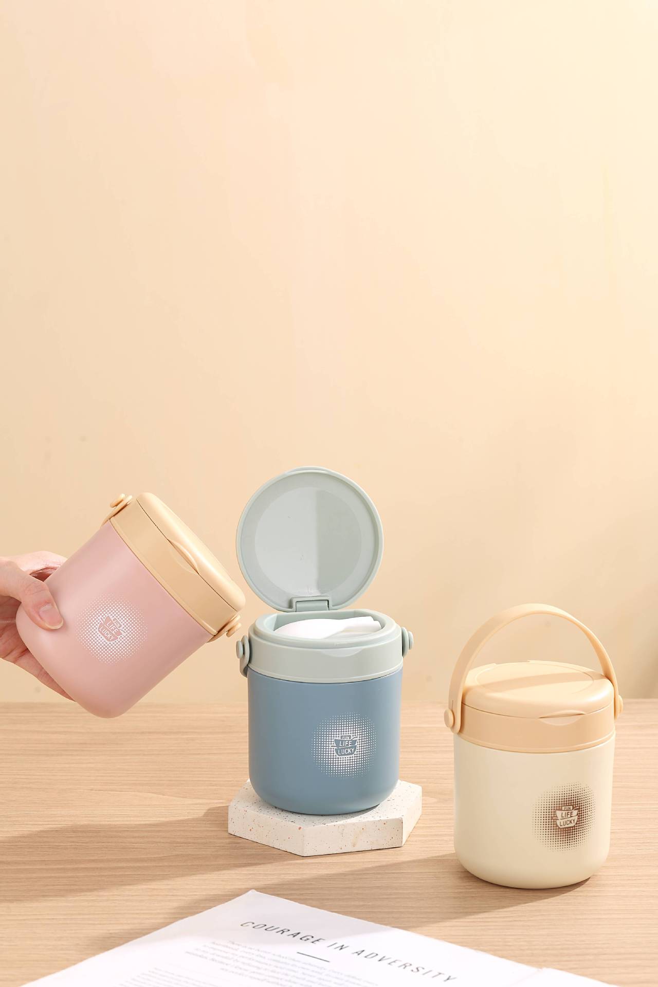 B-574 INS Japanese 304 stainless steel soup cup, portable breakfast cup for students and office workers with handle, oat milk pic 6