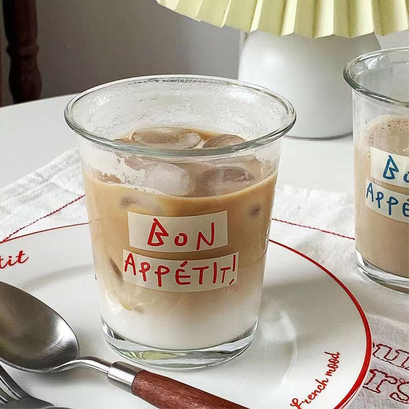 ins高颜值咖啡杯翻口杯字母杯玻璃杯子家用牛奶杯早餐杯爆款简约详情3