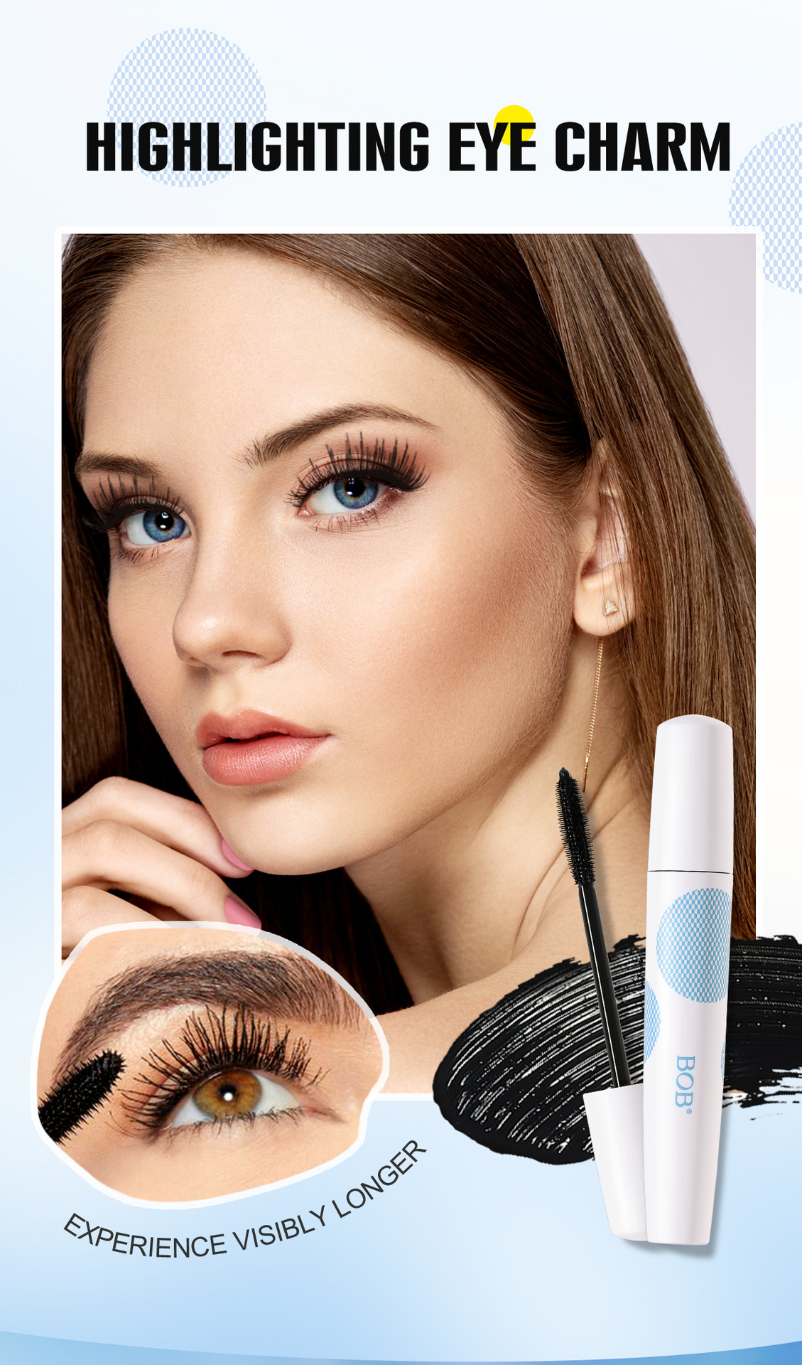 The cross-border BOB mascara is not prone to smudge, curling, and is waterproof and long-lasting pic 2