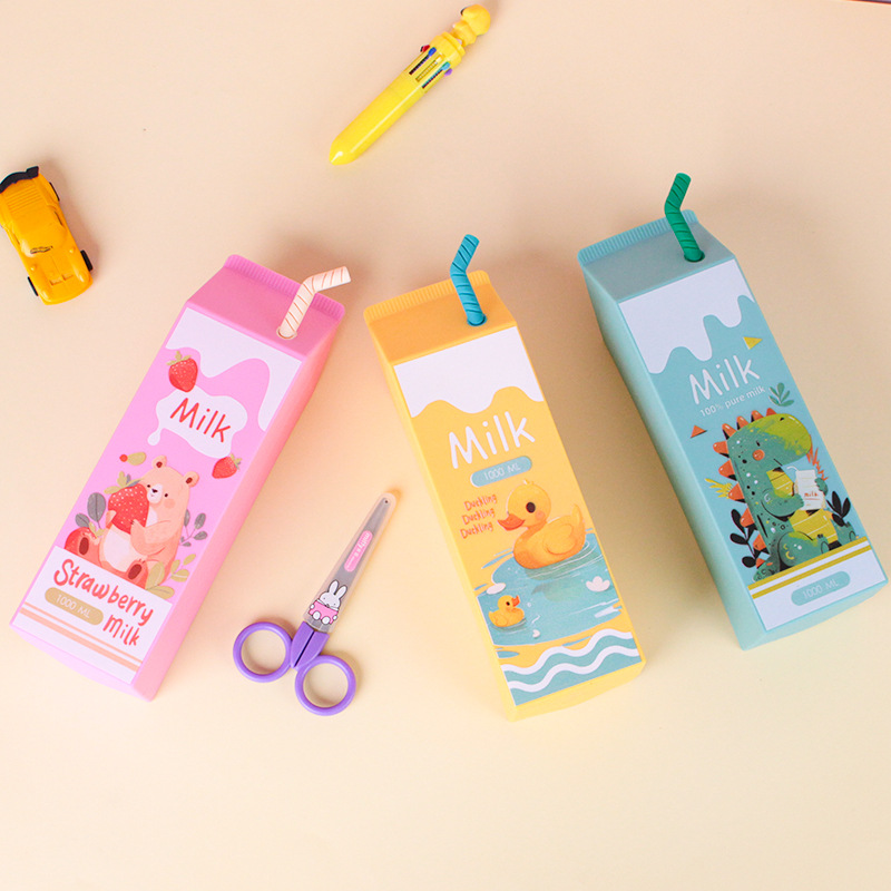 创意高颜值简约牛奶零食卡通笔袋大容量便携小学生文具盒收纳袋详情6