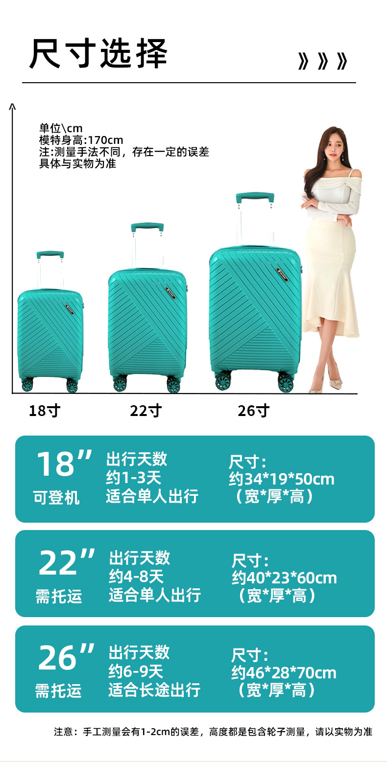 登机箱行李箱18寸女多功能PP子母箱三件套高颜值男学生防爆密码箱详情9