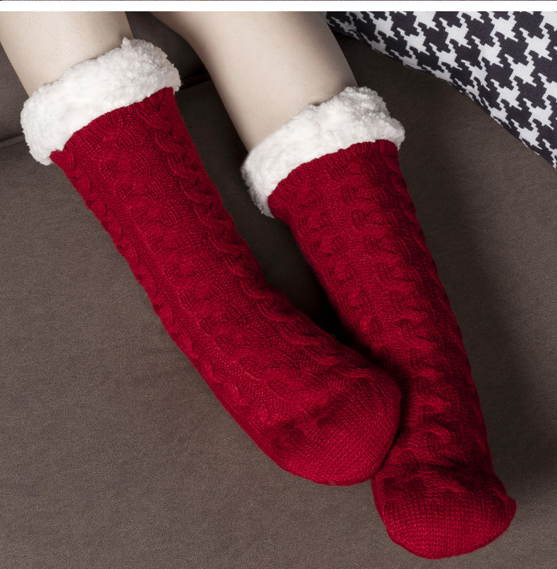 地板袜家居月子睡眠圣诞袜地毯袜秋冬季加绒加厚女士中筒袜子现货详情10