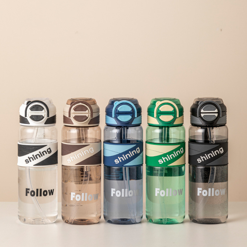 高颜值大容量双饮杯男女塑料水杯夏季创意学生上学便携吸管杯子详情1