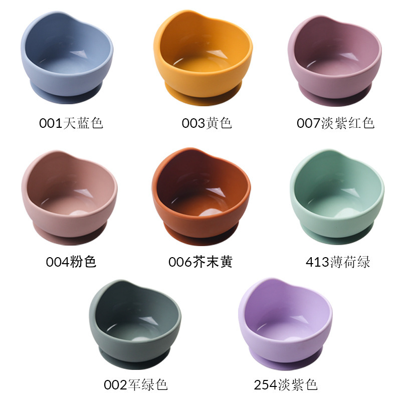 工厂婴儿碗勺硅胶餐具儿童木柄硅胶勺子儿童吸盘碗婴儿硅胶碗详情2