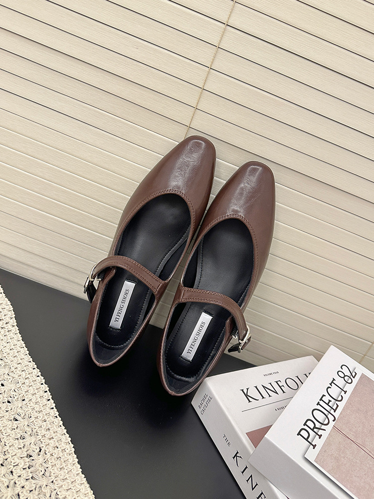 法式内增高女孩2025春秋新款一字扣带V口玛丽珍平底单鞋女芭蕾鞋详情8