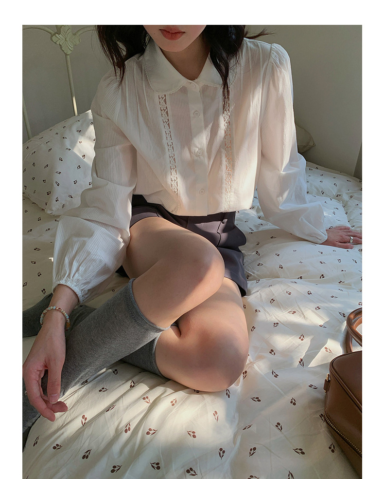 【候麦的春天】歌铭法式娃娃领衬衫春季新款复古蕾丝上衣女Y1122F详情58