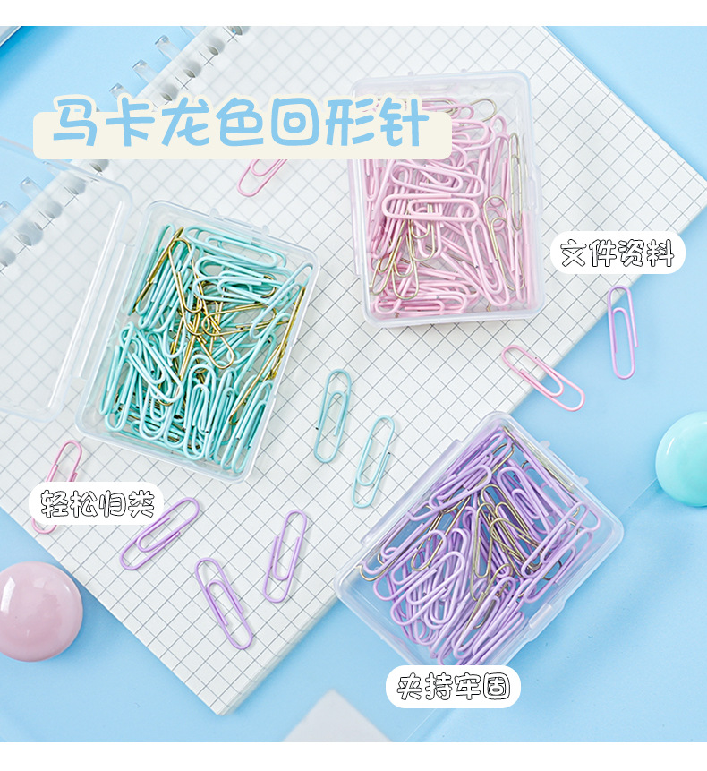 Wholesale of cross-border best-selling 28mm paper clips, creative paper clips, macaron-colored metal binding, financial and office supplies pic 4