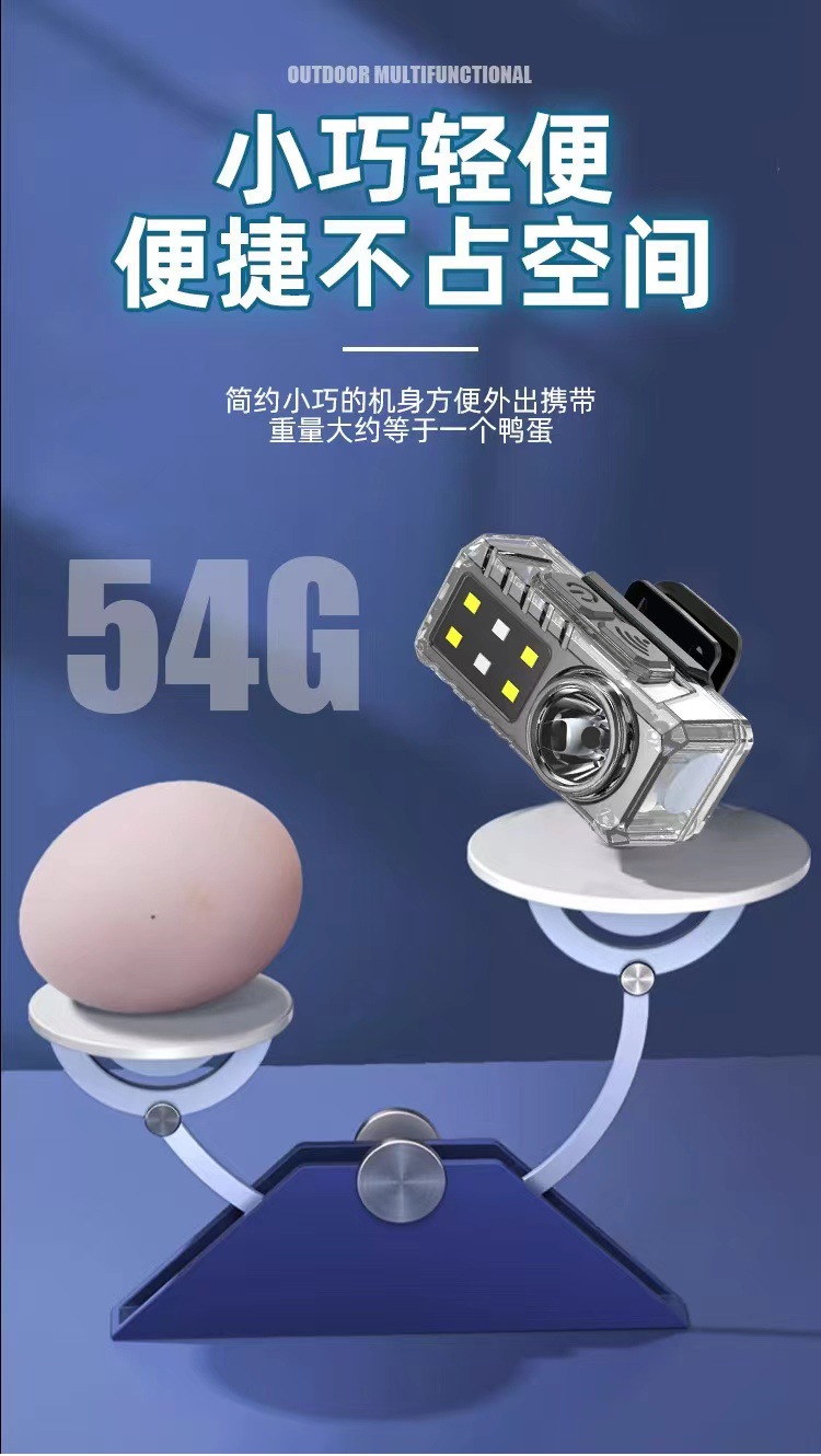 跨境多功能吸磁头戴式充电头灯智能感应夹帽灯红蓝警示便携夜钓灯详情16