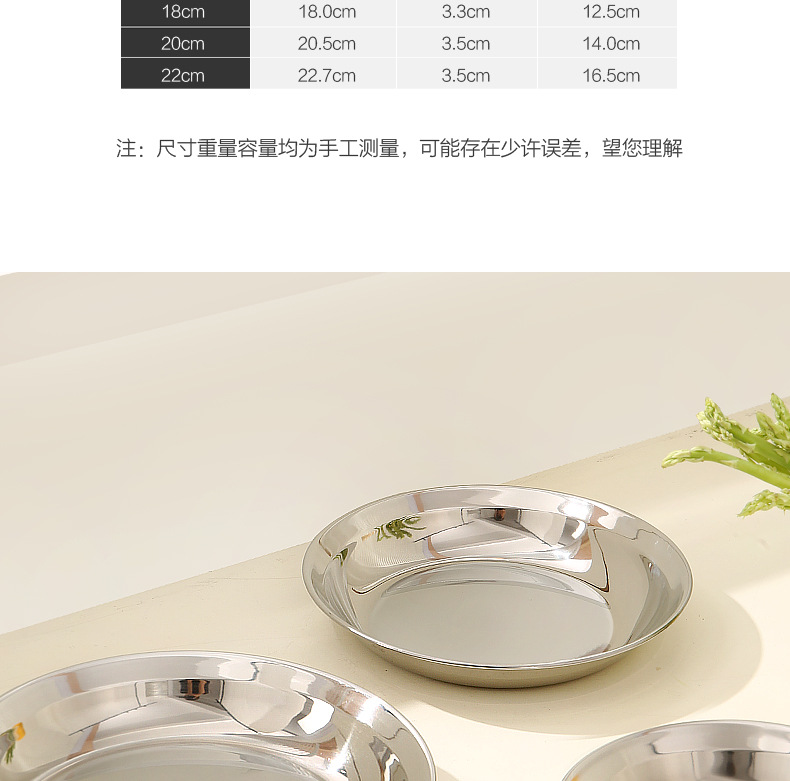 304不锈钢盘子家用菜盘高级感备餐盘食品级平底圆盘凉菜盘烧烤盘详情17