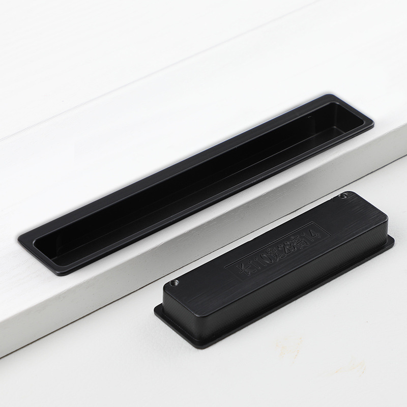 The black invisible handle of the tatami is embedded with the drawer handles of the cabinets and wardrobes. The sliding door is equipped with a golden concealed embedded handle pic 5