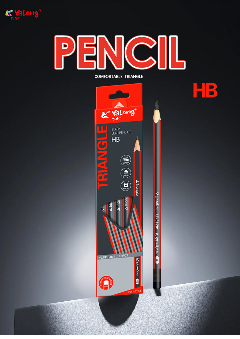 Yalong Cross-border Stationery Wholesale 12 wooden pencils with erasers HB standard office pencils pic 1