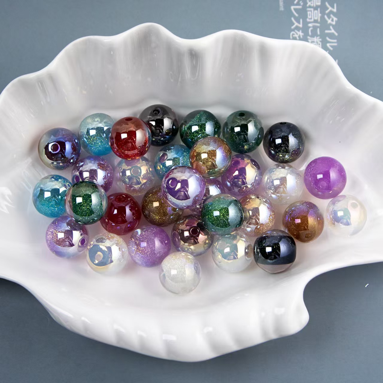 8-12mm high-grade photosensitive chemical coated starry Mermaid Princess round resin beads diy bracelet and necklace jewelry beads pic 10