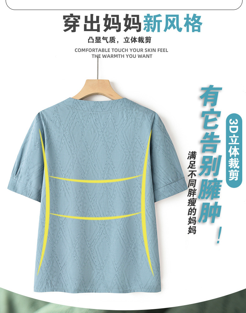 奶奶夏装短袖棉麻套装中老年人女装开衫唐装老人太太衣服妈妈衬衫详情6