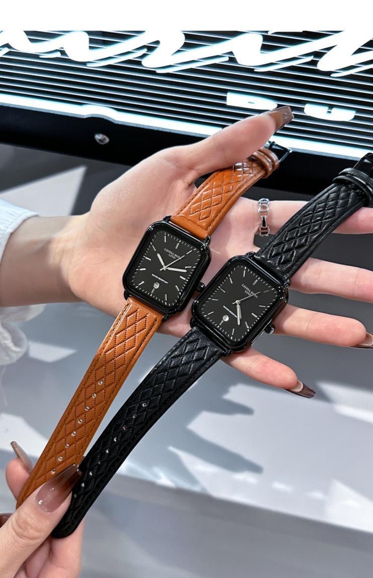 手表女士2024新款轻奢日历小众方形休闲时尚气质精致皮带腕表男女详情11