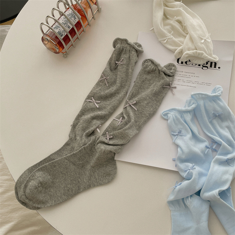 芭蕾风蝴蝶结jk洛丽塔袜子女过膝白色小腿纯欲堆堆袜夏天无骨袜详情12